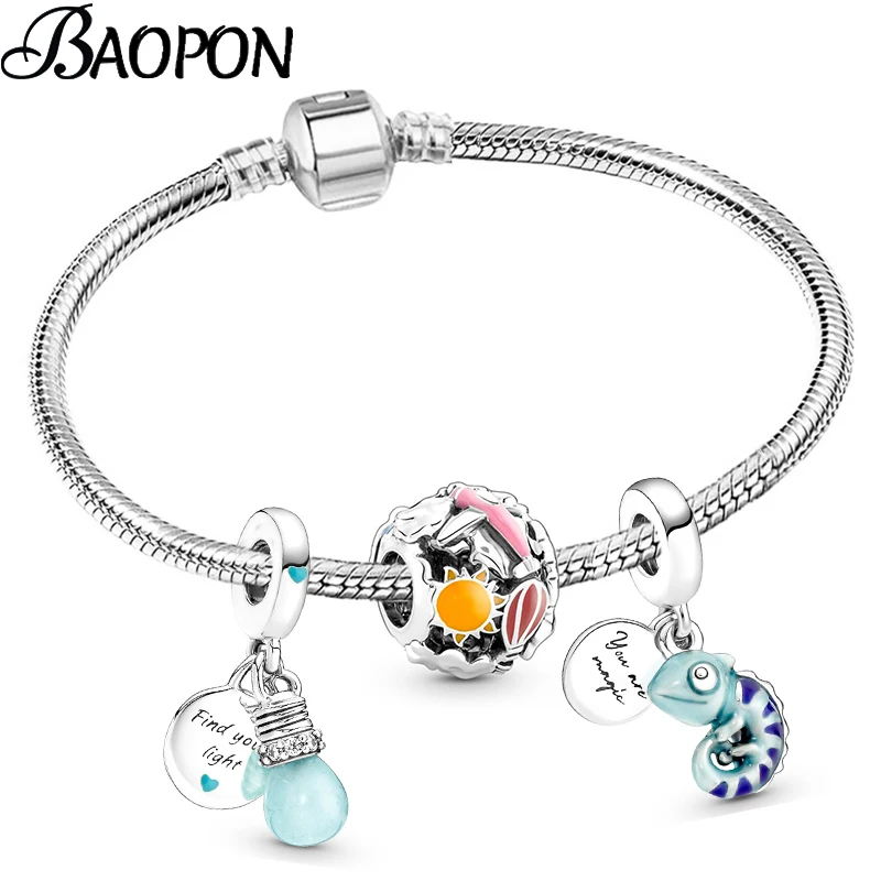 Silver Plated Chameleon Charm Bracelets 2022 New Beads Bracelet Bangles