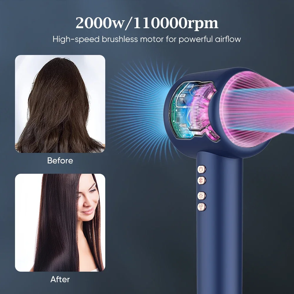Professional 1600w Super Hair Dryer Personal Care Styling Negative Ion Salon Tool Constant Anion Electric Leafless