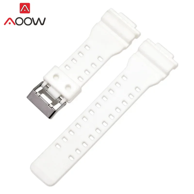Elegant 16mm Resin Sports Watchband with Gold Buckle - Waterproof Replacement Bracelet
