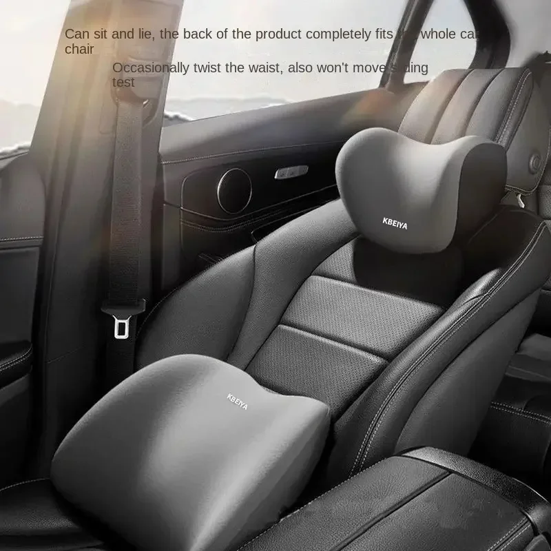 Car Headrest Lumbar Support Kit Memory Foam Seat Cushion