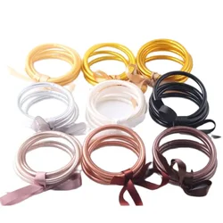 5pc/set Shiny Jewelry Colorful Bowknot Glitter Filled Jelly Silicone Bangle Lightweight Buddhist Rush Temple Bracelets for Women