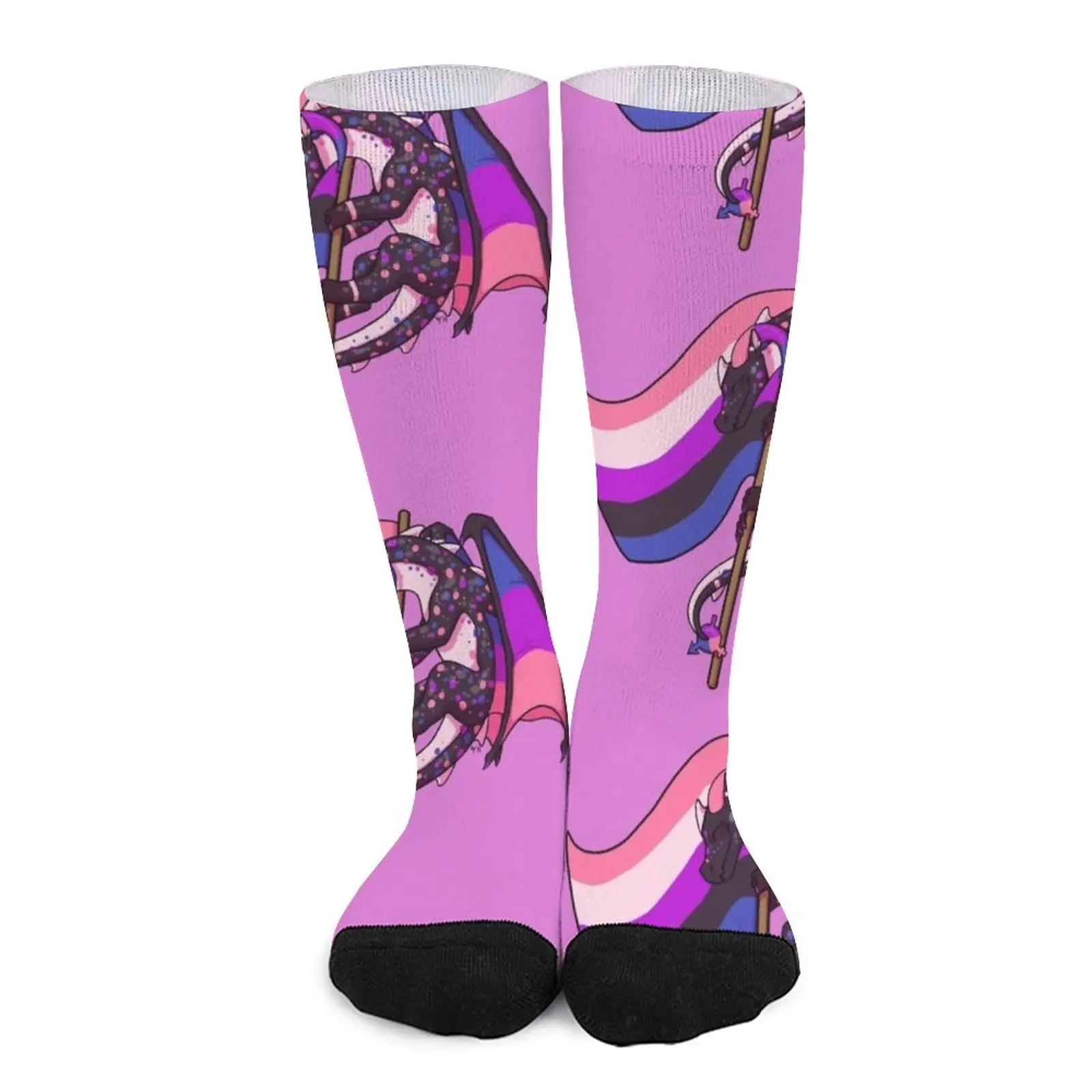 Genderfluid Pride Flag Dragon (3rd Edition) Socks shoes retro