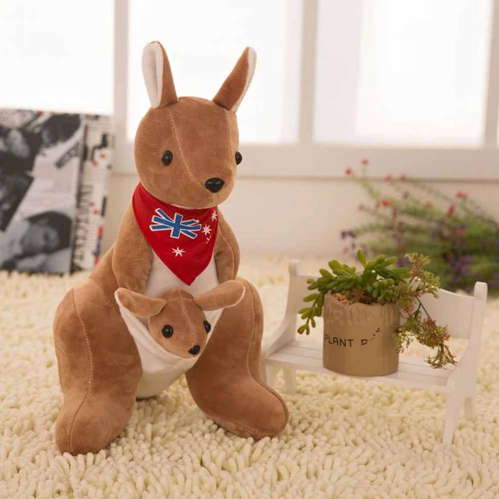 28CM Australian Kangaroo Plush Toy Kangaroo Baby Creative Mother-Child Cute Doll Festive Gift For Children's Birthday Christmas