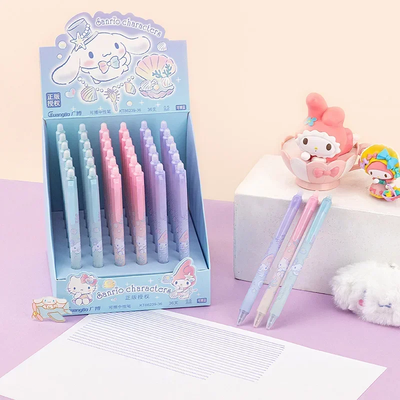 

36pcs/full box Sanrioed Kawaii Anime Cartoon series HelloKitty My melody High-value cute girl neutral pen student stationery