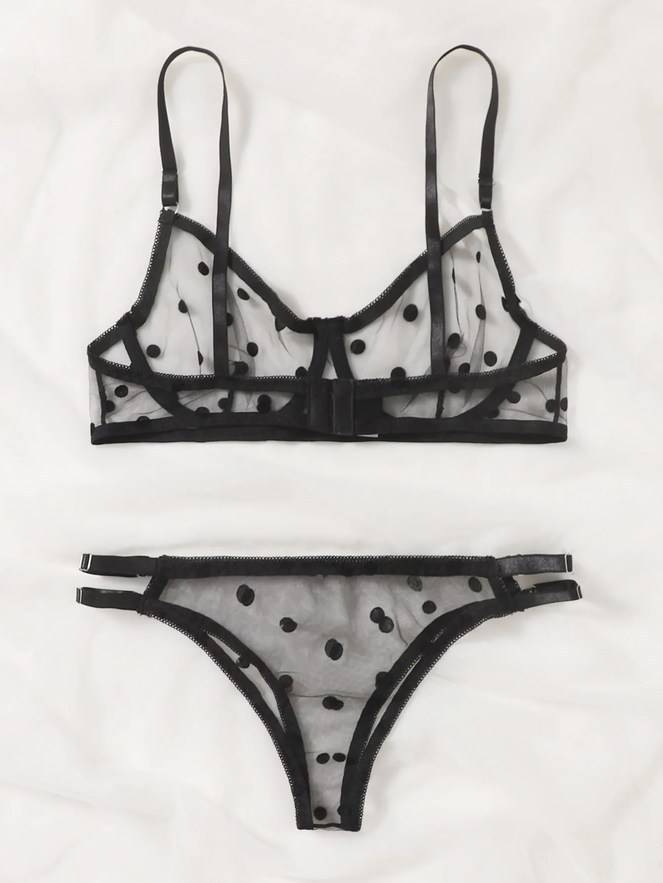 Set di lingerie in pizzo a rete con ferretto, reggiseno trasparente, intimo sexy, reggiseno e slip intimo trasparente_voghion.com