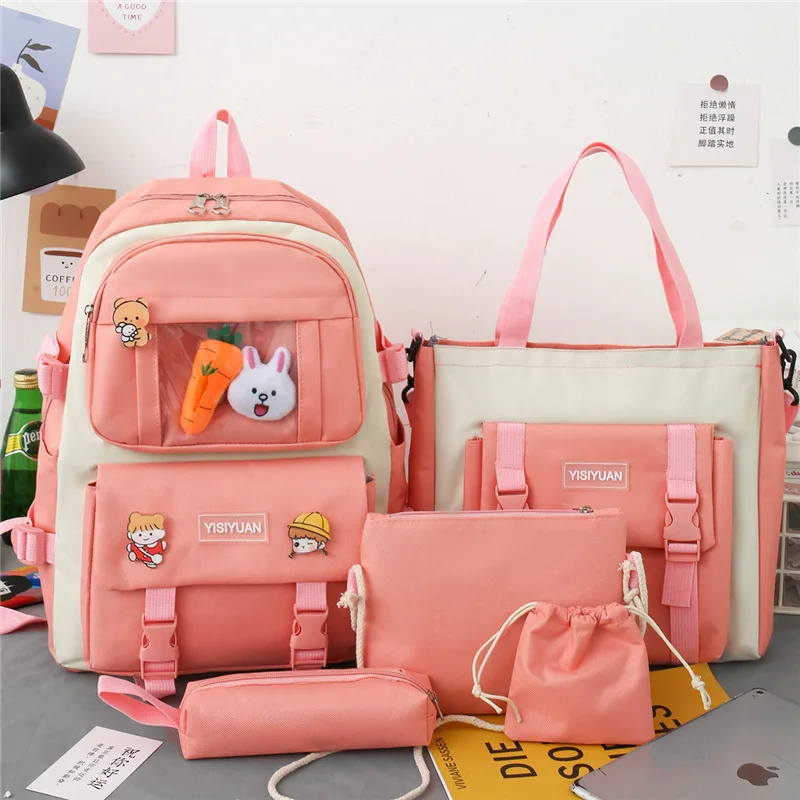 Korean Version Letter Contrast Backpack For Elementary School For Girls Middle And High Students 5