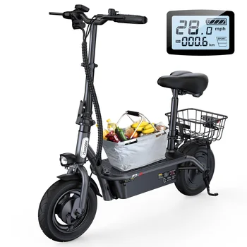 Monopattino Elettrico iScooter F3 10'' con Motore 1000W, Batteria 48V/13Ah, Velocità Massima 45KM/H, Sedile e Cestino, Piccolo Scooter per la Spesa