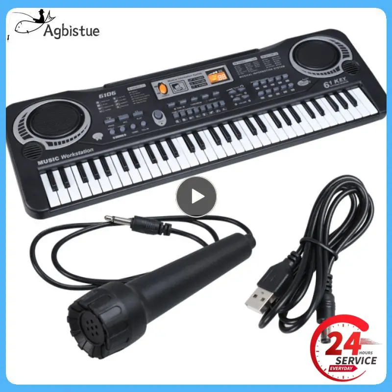 Electronic Piano Toy 61 Keys Digital Music Electronic Keyboard Key Toy Microphone Black Electric Piano Children Gifts