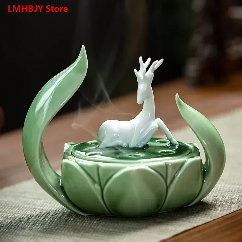 

LMHBJY Creative Ceramic Zen Aromatherapy Stove Agave Sandalwood Stove Line Incense Plate Incense Stove Tea Ceremony Decoration