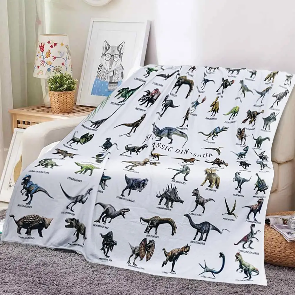 

Soft Blanket for Bed Dinosaur Alphabet Flannel Blanket Super Soft Educational Learning Gift for Kids Adults Cozy Sofa for Home