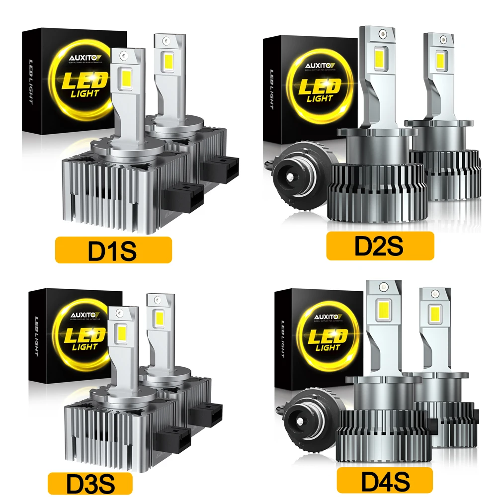 AUXITO 2Pcs D4S D2S LED Canbus Headlight Bulb for BMW Toyota Mitsubishi Outlander Mercedes D1S D3S HID LED Car Lights 12V 24V 6