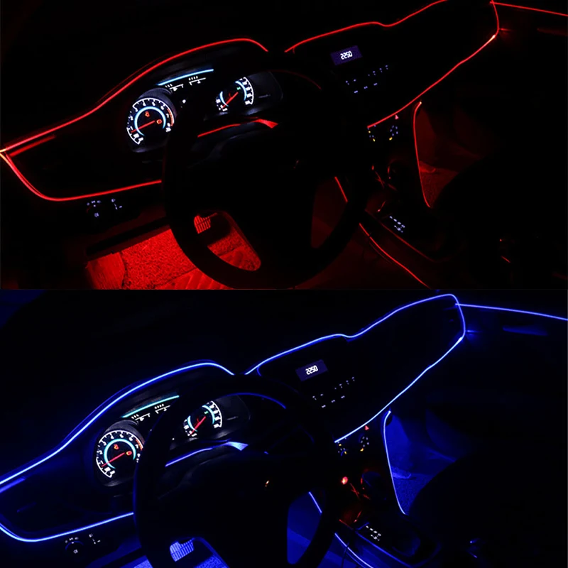 1M/2M/3M/5M Car Interior Light LED Strip Decoration Flexible Neon Lights Car Atmosphere Lamp 12V Universal Auto Ambient Light