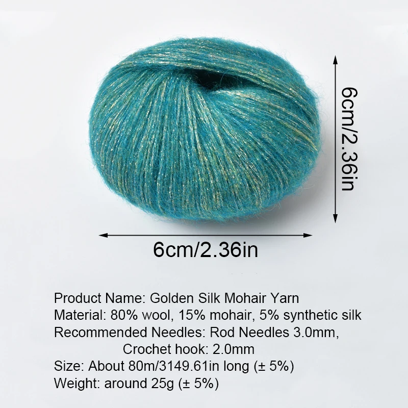 25g Sequins Mohair Yarn Gold Silk Sequin Soft Thin Wool Yarn Diy Handmade Knitting Sweater Shawl Hat Bag Thread Sewing Supplies 6
