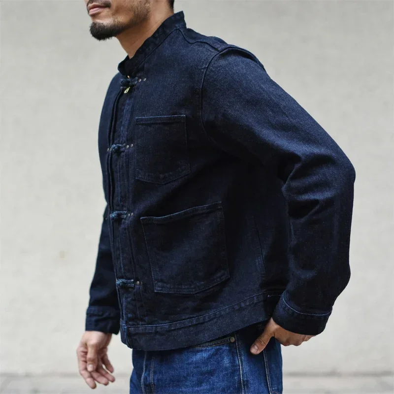Sauce Zhan Mens Jacket Indigo Selvedge Denim Jacket Jean Jacket