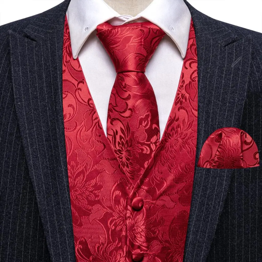red dress shirt with black vest Black Men's Slim-Fit Suit Separates Vest by Karako Separates 3X / BLK main image 0
