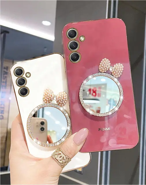 Funda de teléfono con espejo de maquillaje, carcasa con diamantes brillantes para Samsung Galaxy A05, A05S, A14, A54, A04, A34, A24, M14, 4G, 5G - Image 5
