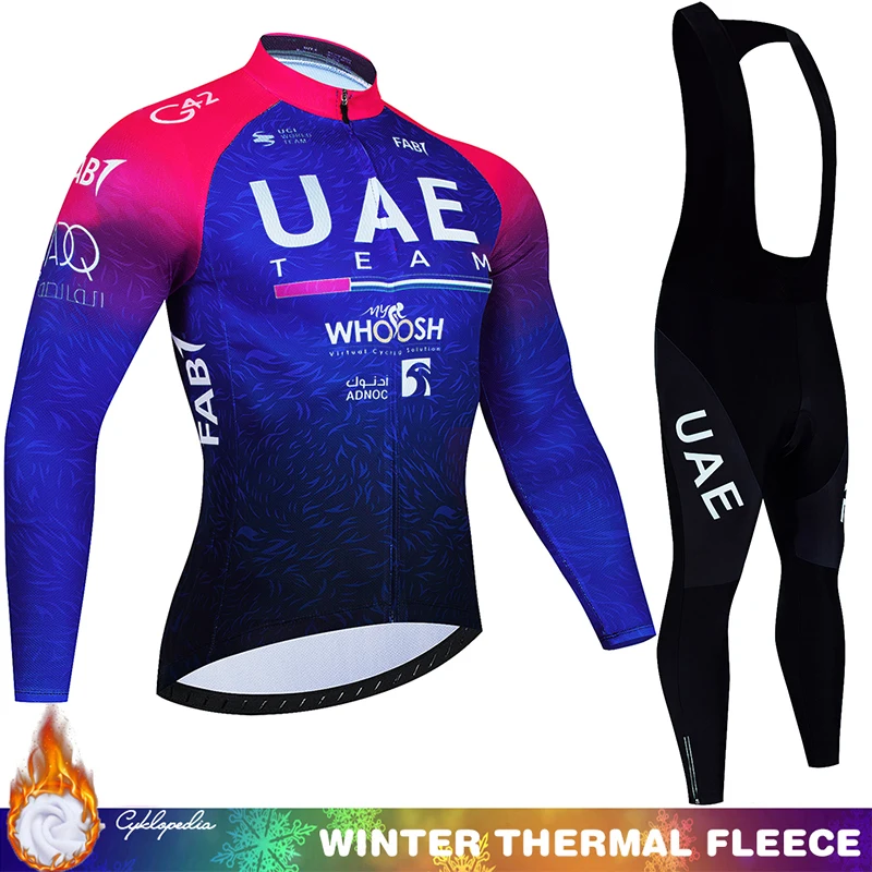 

Winter Thermal Fleece Cycling Jersey Men's Clothing Pants Man UAE Jerseys For Bicycle Suit Pro Team 2024 Sports Set Clothes Bib