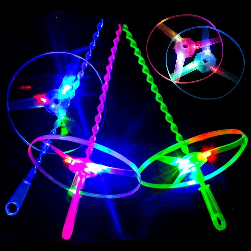 LED Luminous Bamboo Dragonfly Flying Saucers Outdoor Night Shooting Helicopters Flying Toys Kids Birthday Party Props children toys flying toy birthday party decorations