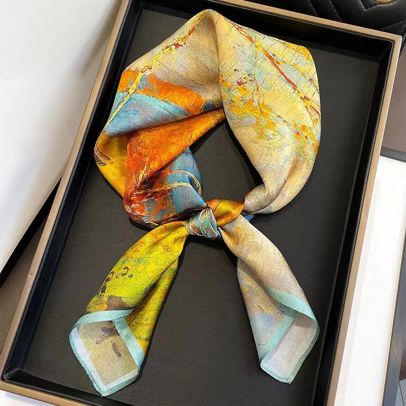 100% Natural Silk Square Scarf Women Bandana Headscarf Scarves Shawls Square Neck Foulard Wraps cachecol femme schals bufanda 4