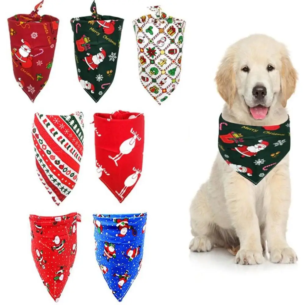 

For Puppy,Kitten Cute Santa Claus Patten Christmas Element Christmas Pet Decor Pet Costume Cats Triangular Scarf Dogs Bandanas