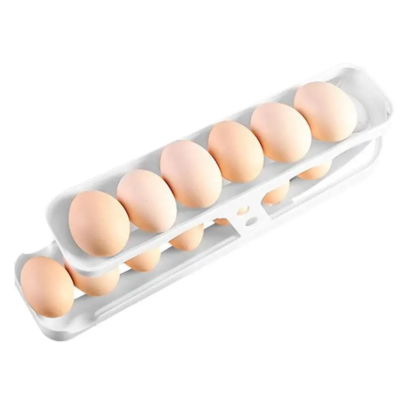 

Automatic Scrolling Egg Rack Holder Storage Box Egg Basket Container Organizer Rolldown Refrigerator Egg Dispenser For Kitchen