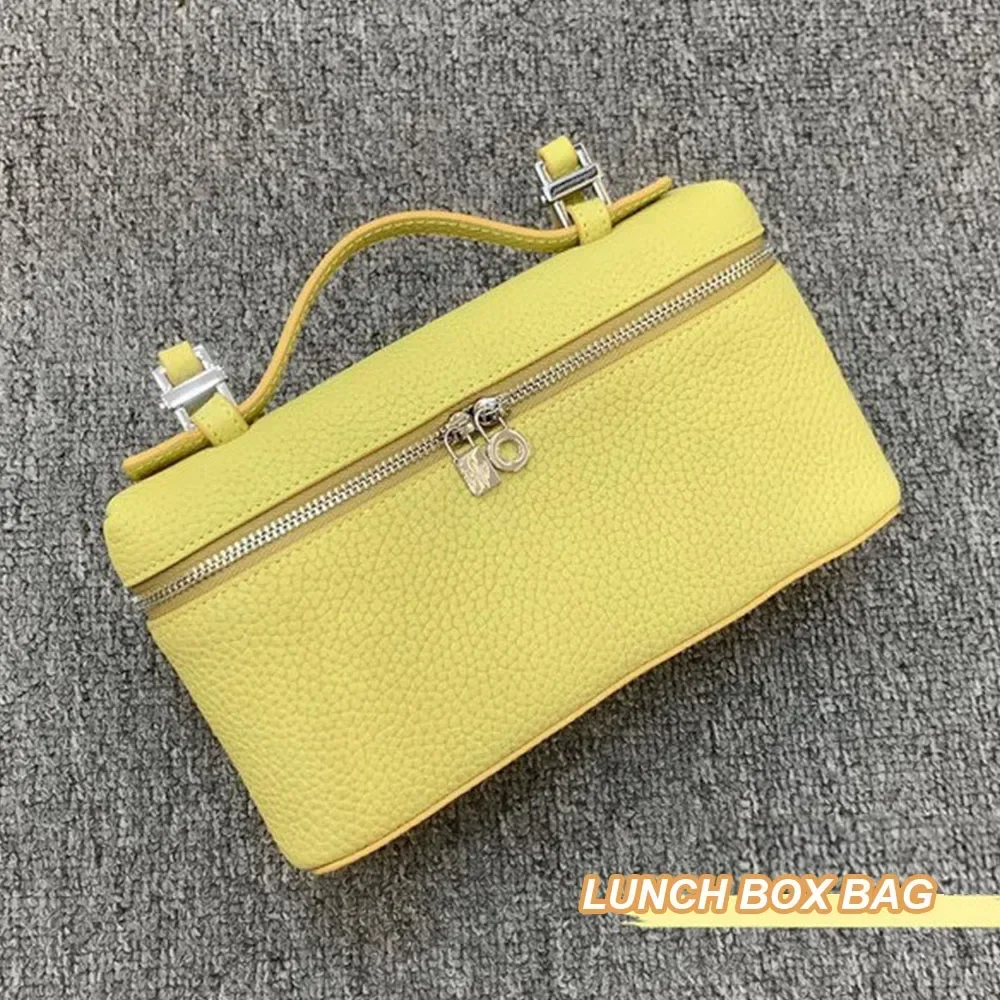 

19cm Lunch Box Women's Bags Cowhide Fashion Designer Handbags Genuine Leather Shoulder Crossbody Bag Square Makeup Bag Ladies