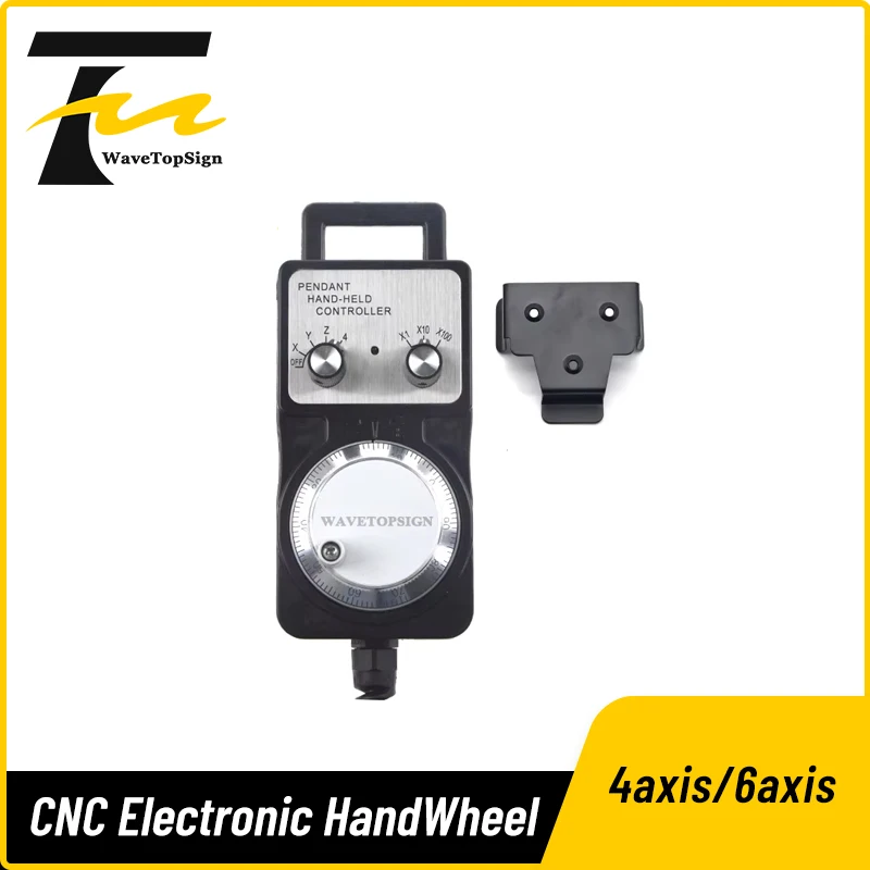 WaveTopSign 핸드휠 펄스 발생기 CNC 전자 핸드휠 4축 6축 MPG 60mm DC5V 6핀 100PPR CNC 라우터 기계용