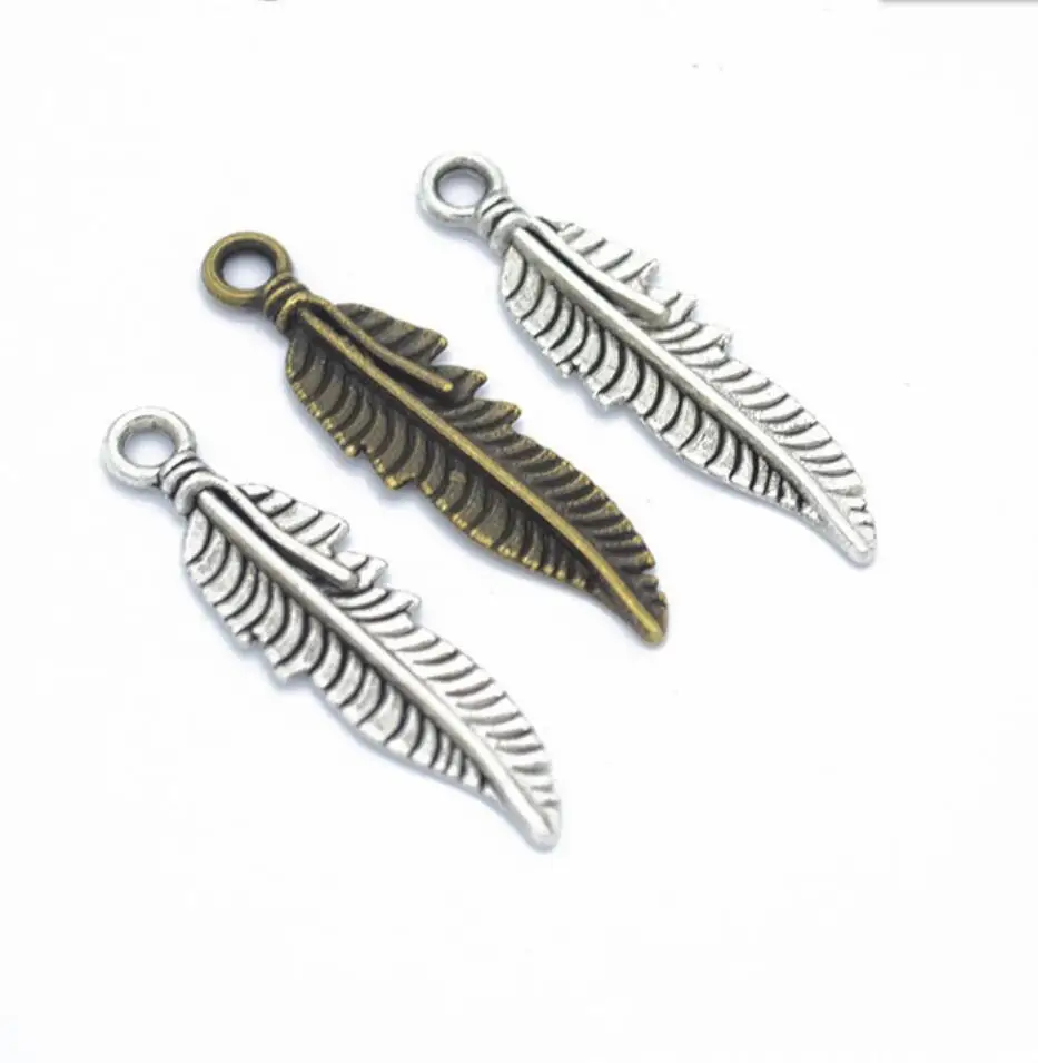 70pcs 37*9mm Antique Zinc Alloy Feathers Charms Diy Jewelry Findings Jewelry Accessories wholesale F0431