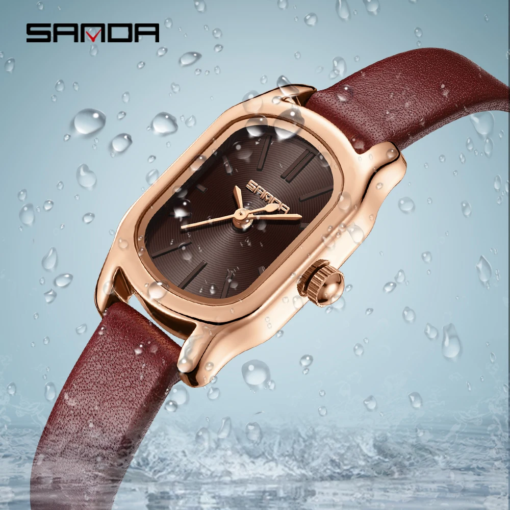 Sanda 2023 Fashion Square Women Watches Ladies Wristwatches Simple Steel Mesh Luxury Quartz Wristwatch Relogio Feminino p1104