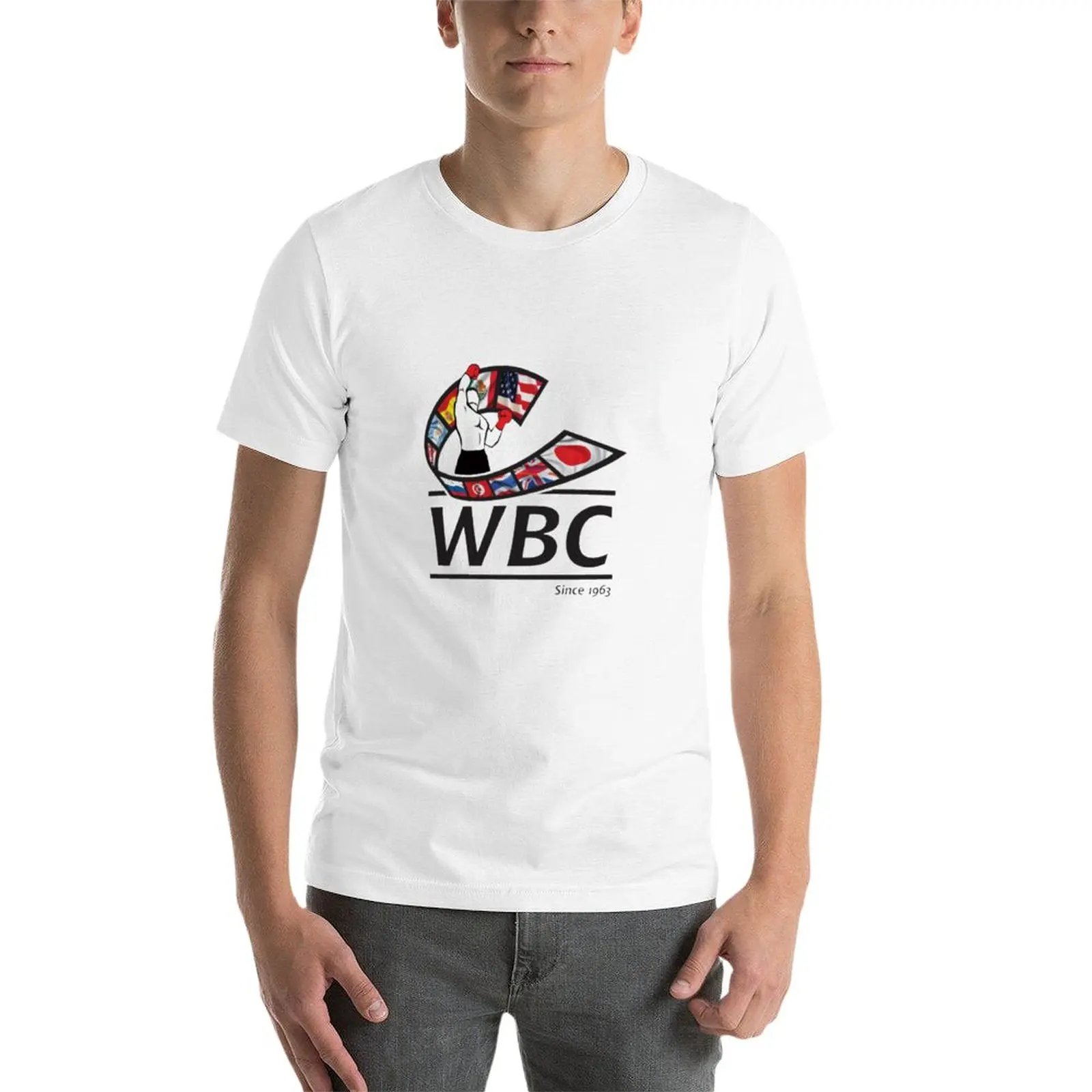 Camiseta masculina com logotipo máscara de boxe WBC, máscara Tyson Fury, tamanho grande, roupas kawaii, camiseta de algodão preto, novo, 2021