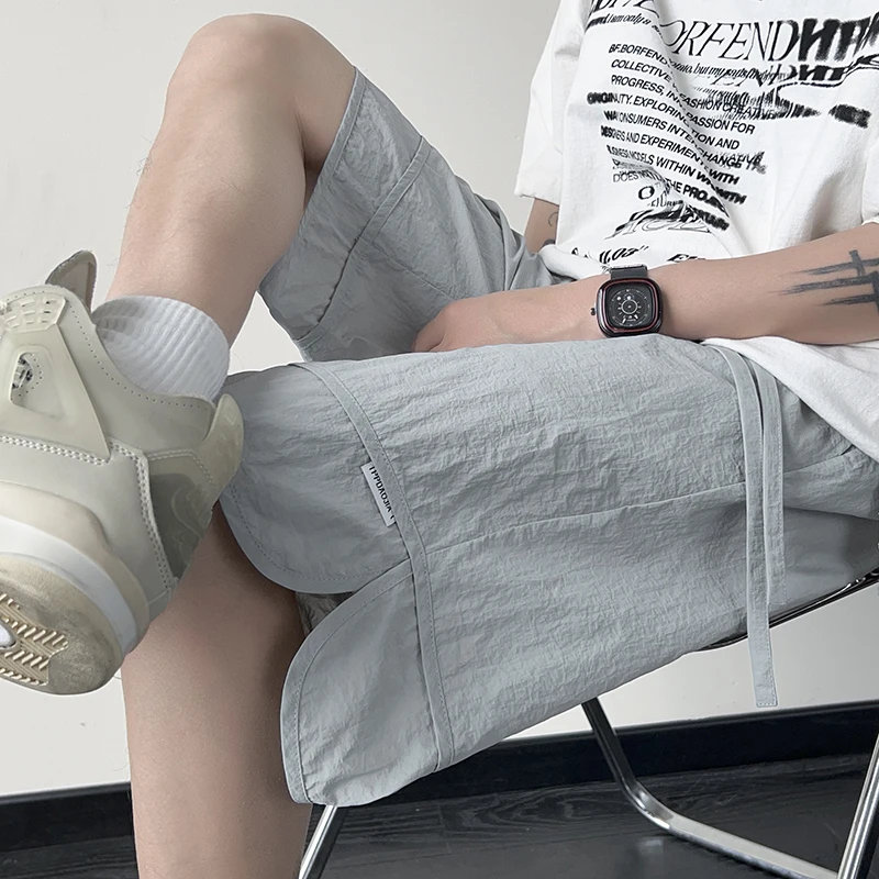 Men Solid Short Elastic Waist Casual Baggy Comfortable Mens with Pockets Shorts Breathable Quick Dry Sweatpants