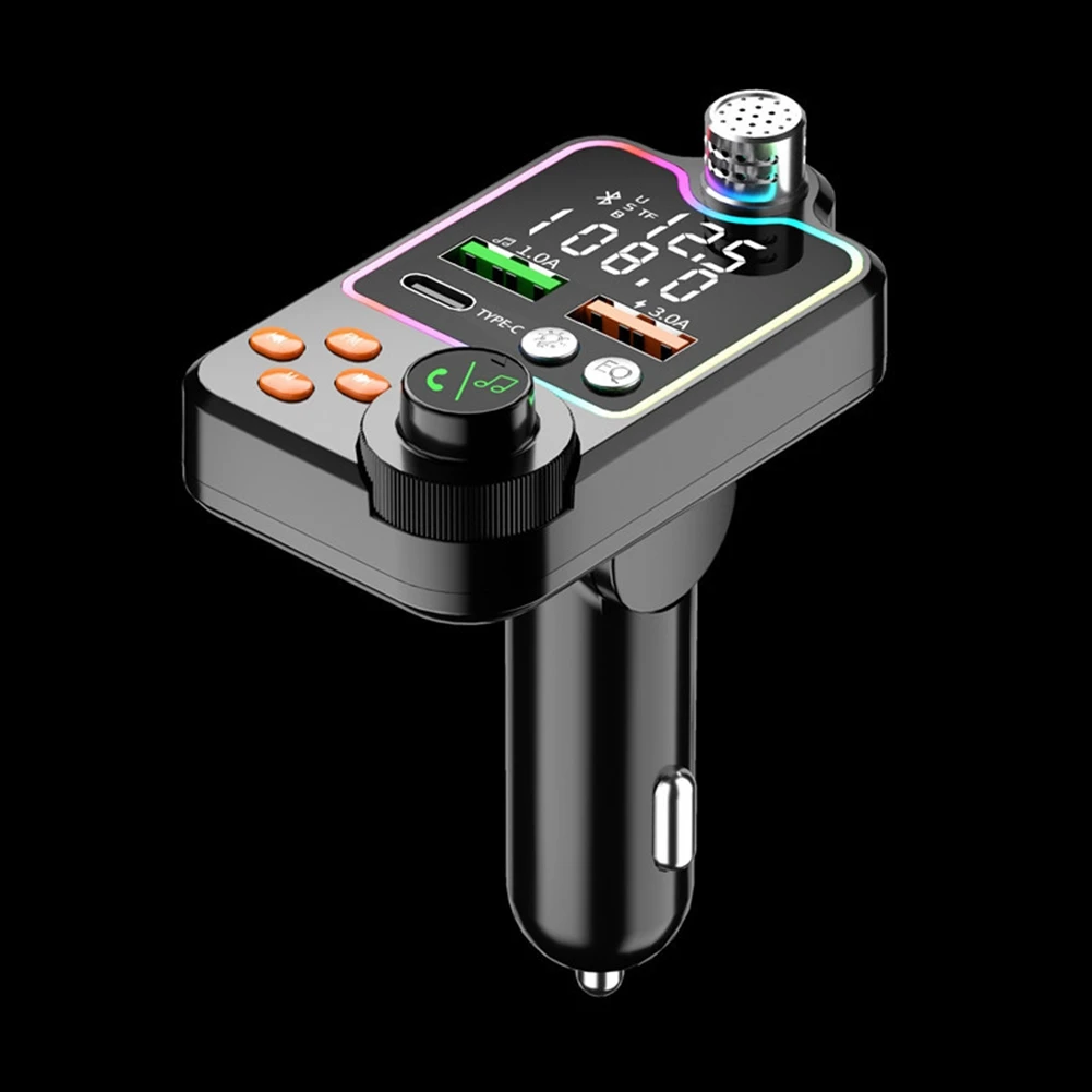차량용 블루투스 호환 5.0 FM 송신기, 원 키 Mp3 플레이어 마이크, USB 음악 재생, USB 3.0 PD 고속 충전기