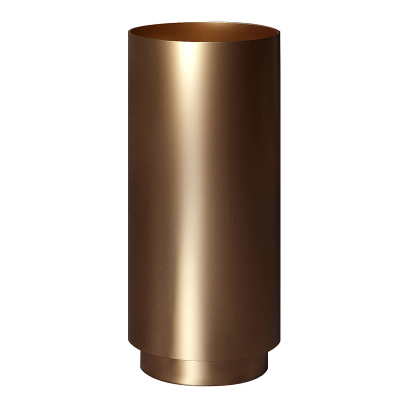 

Rose gold stainless steel column basin integrated floor standing outdoor washbasin, black hotel bathroom