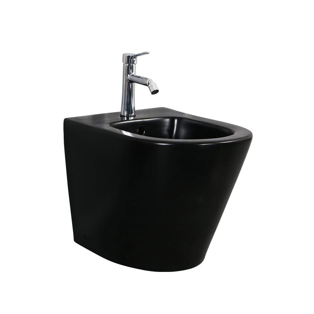 Hochwertige Badezimmer-Keramik-schwarze integrierte runde Toilette, moderne Hotelbadezimmer-Toilette vom Boden bis zur Decke