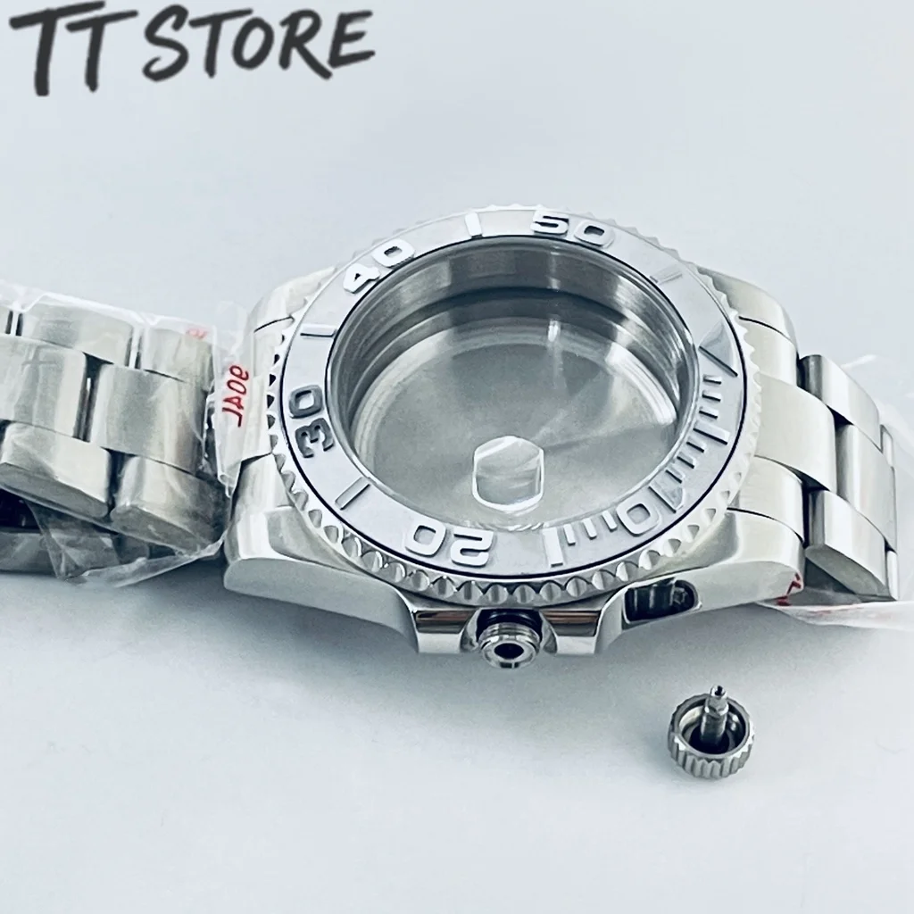 Silver 40mm Watch with Ceramic Bezel and Sapphire Case