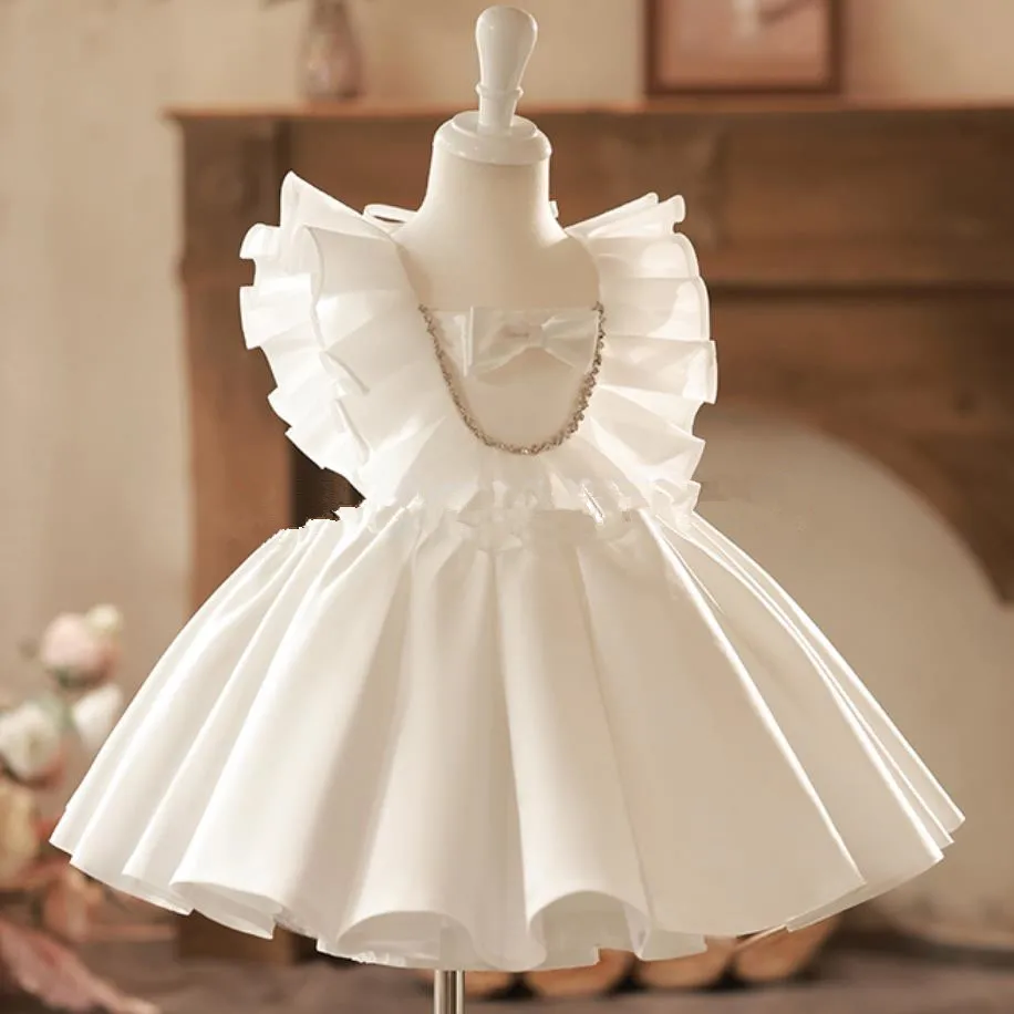 Flower Girl Princess Communion Dresses With Backless Lace Applique And Bow  Perfect For Parties And Communion From Verycute, $37.6 | DHgate.Com