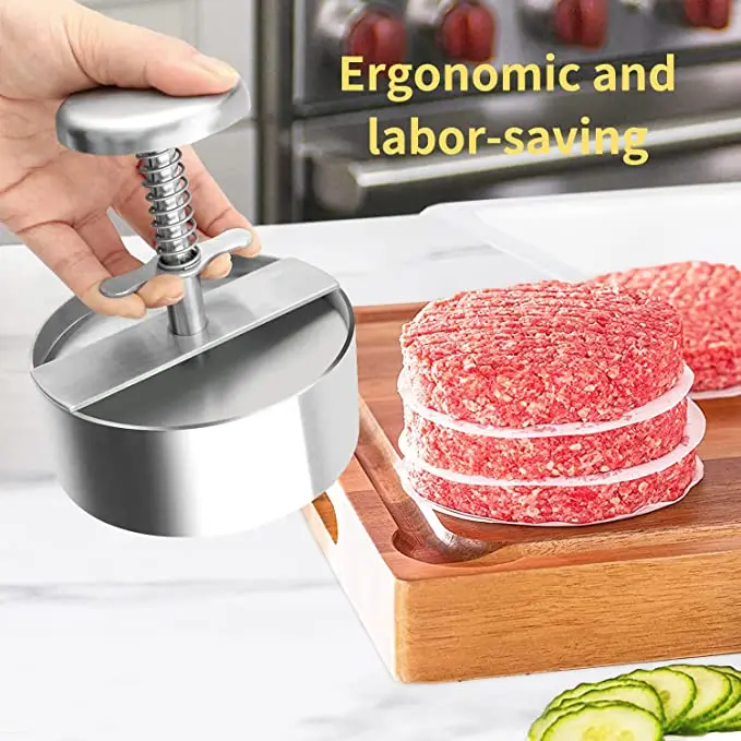 Hamburger Maker Stainless Steel Meat Press Pie Press Burger Mold Manual Meat Patty Mold for Grill Griddle Tool