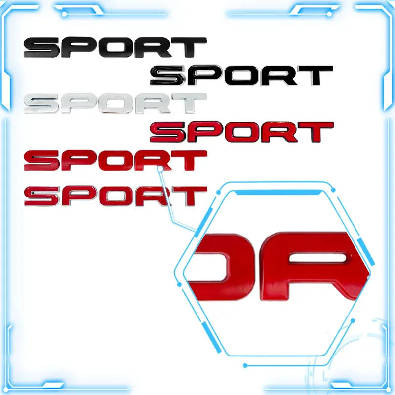 Car Styling 3D Chrome Metal Sport Logo Car Rear Tail Trunk Sticker Per Freelander Discovery 2 3 4 Defender Evoque Accessori