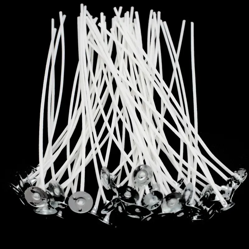 50Pcs/set Smokeless Candle Wicks Soy Wax Pure Cotton Core 8/10cm DIY Candle Making Pre-waxed Wick For Party Supplies