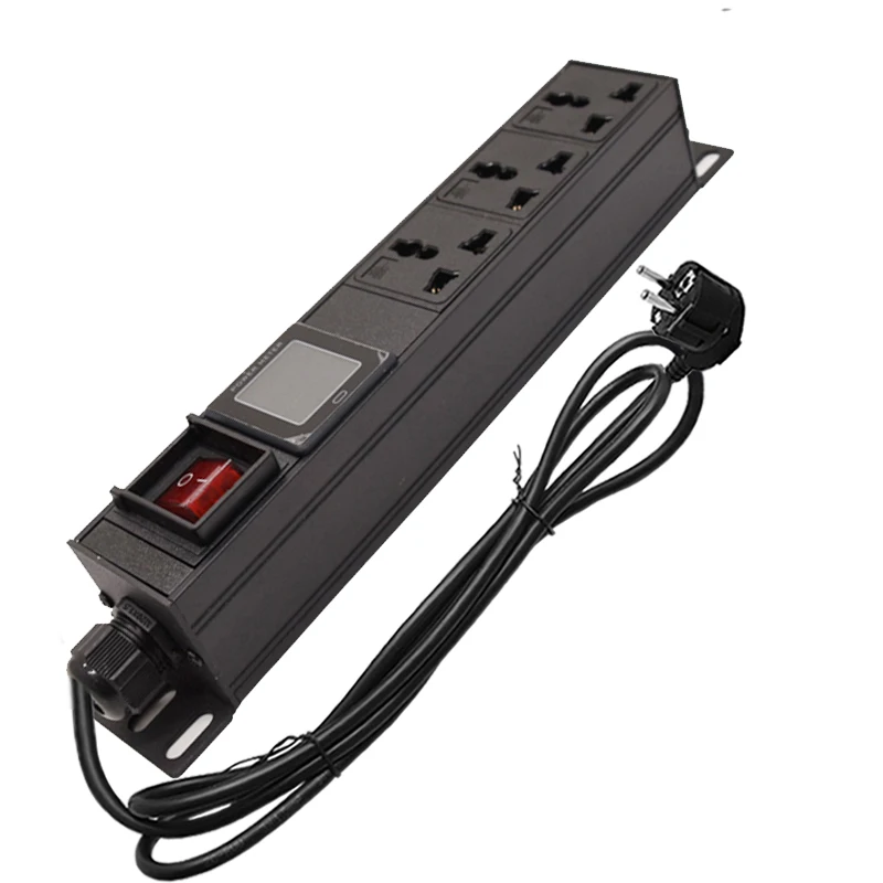

Network Cabinet Rack Smart Power Strip Power Distribution Unit 3 Extension Socket with Ampere/Volt/Watt Digital Display Meter