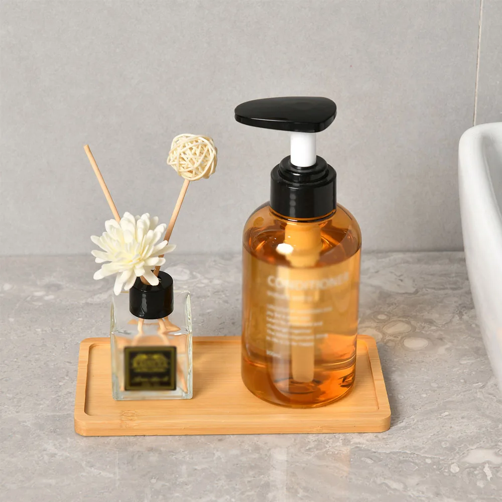 Wooden Soap Dispenser Tray Vanity Countertop Bottles Organizer Holder Round Square Candles Jewelry Storage Tray for Bathroom