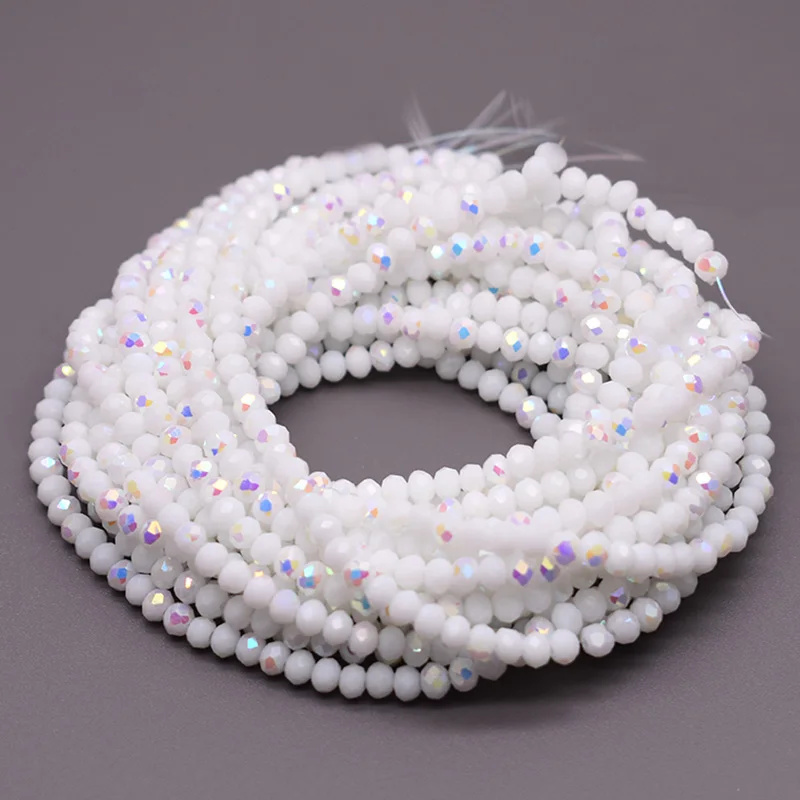 

AB Color Porcelain white 2 3 4mm Rondelle Crystal Glass Beads Faceted Loose Spacer Beads for Jewelry Making Jewelry DIY Necklace