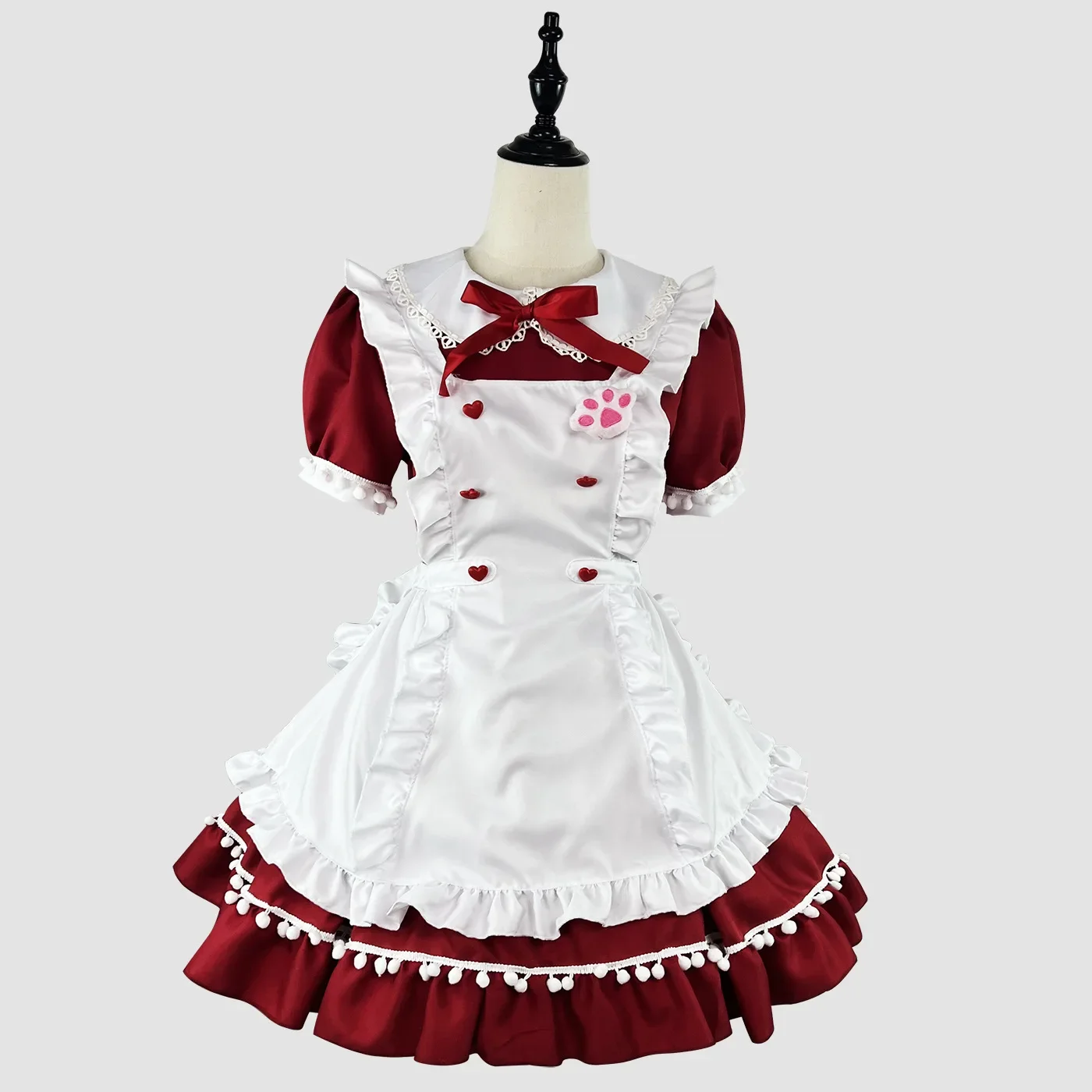 

Red Lolita Dresses for Women Maid Dress Japanese Style Cafe Servant Cosplay Costume Halloween Adult Clothing