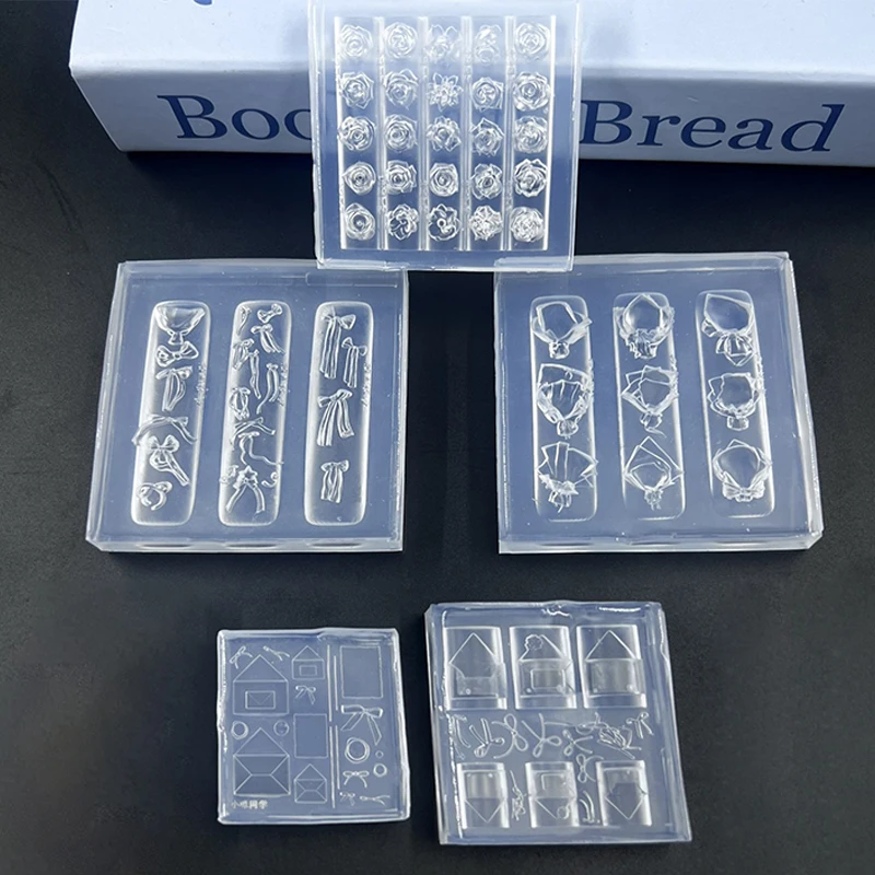 1Pcs 실리콘 보우 네일 아트 몰드 장미 꽃 꽃다발 스타일 높은 투명도 3D 네일 장식 네일 참 DIY 매니큐어 몰드