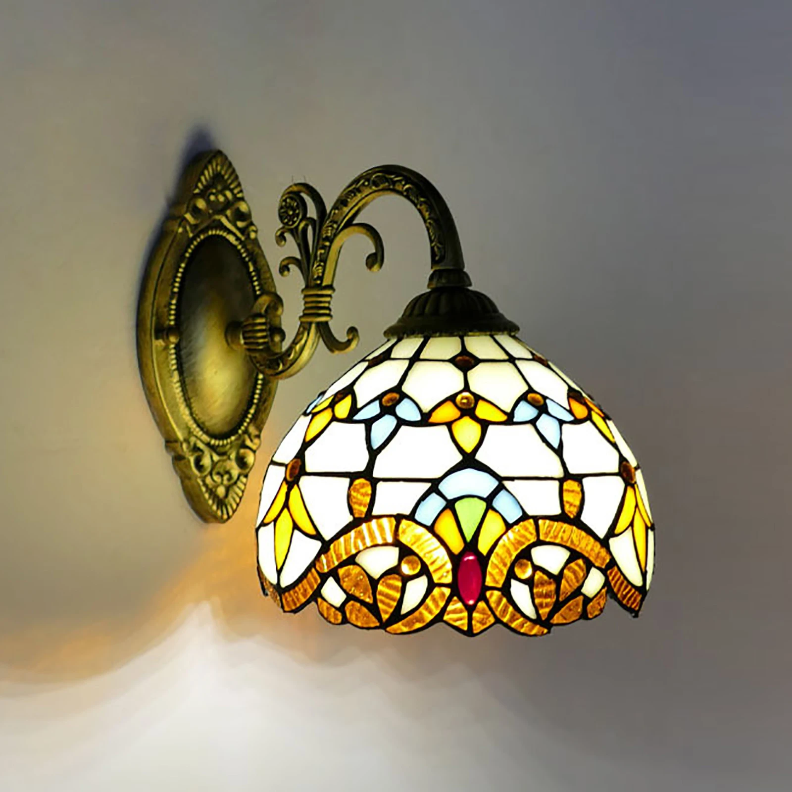 Tiffany Wall Lamp Wall Light Indoor Vintage Lamp Vintage Retro Handmade Dome for Living Room Staircase Bedroom