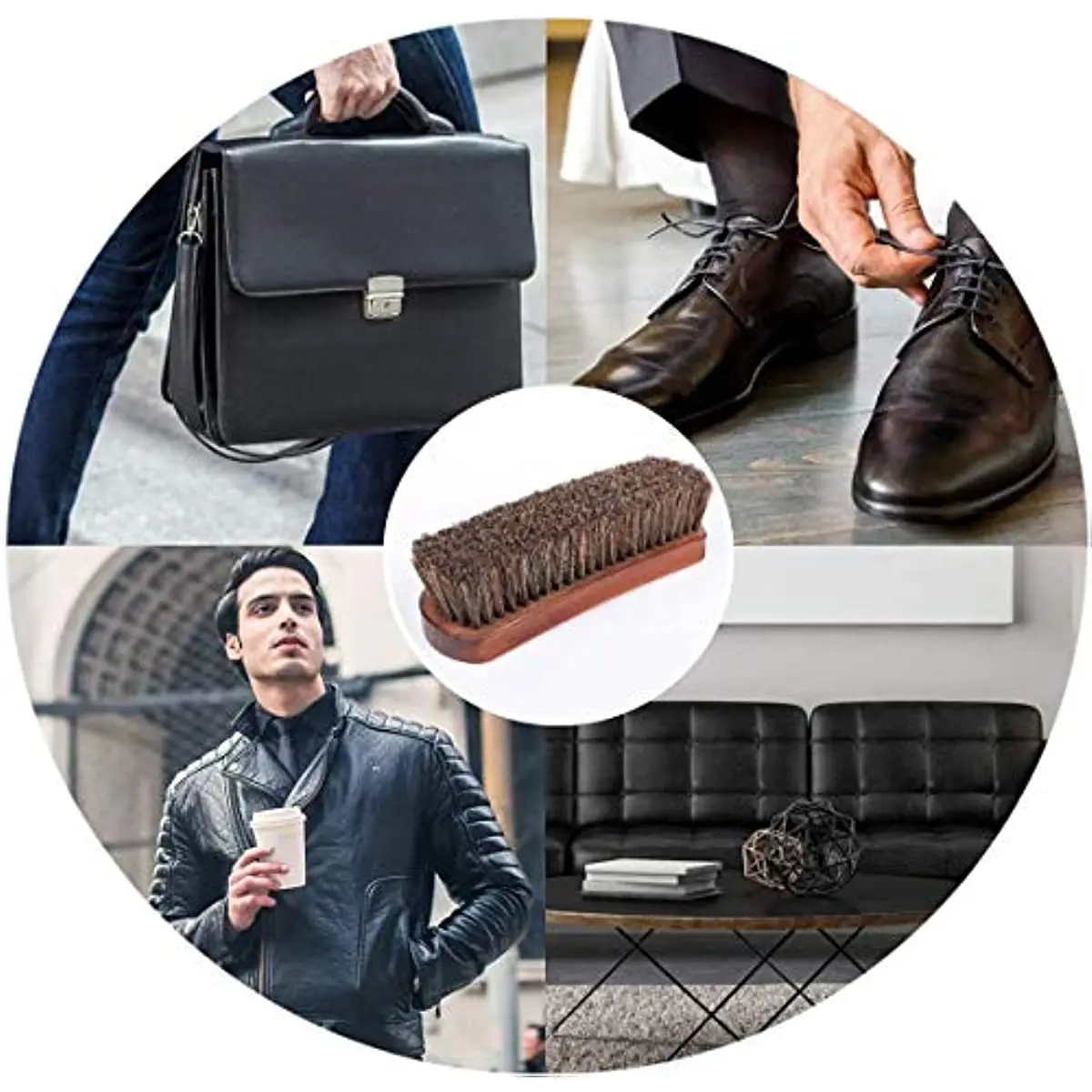 Horsehair Shoe Brush Hand Scrubbing Brush Horse Hair Brushes Polishing Tool Shine Polish Cleaner For Shoes Boots Sofa Car Seat shoe cleaner shoe brush shoe cleaning kit shoe shining tool