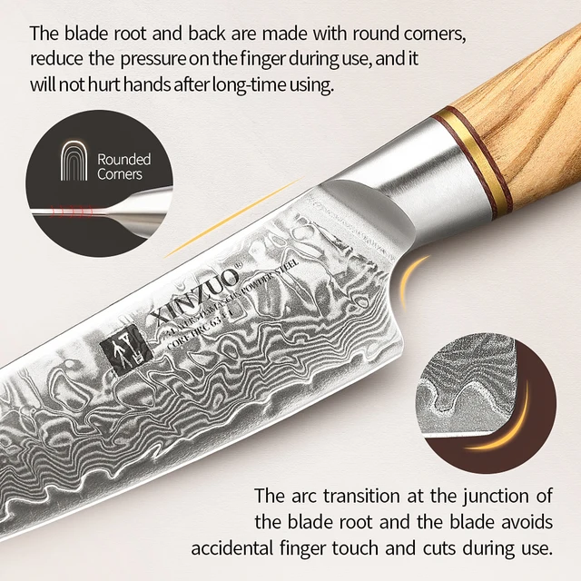 XINZUO 5" inch Utility Knife Kitchen Knives Japanese 73-layer Powder Steel Core Damascus Steel 62-64 HRC Vegetable Peeling Knife 2