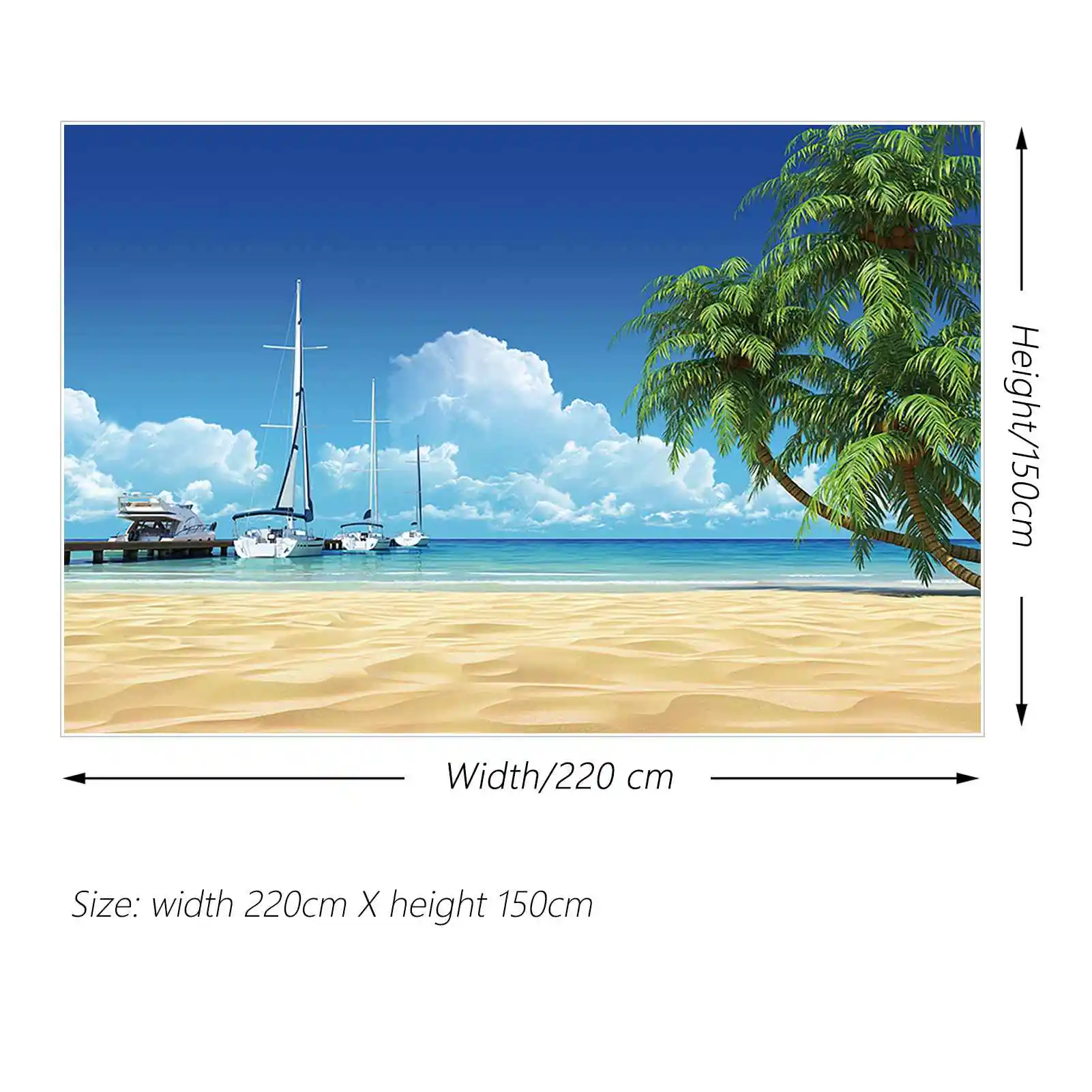 MOON.QG Blue Ocean Beach Backdrop Tropical Summer Background Ship Boat Wharf Sea Surface Holiday Decor Photography Photo Props photo backdrop
