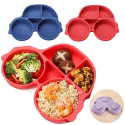 Plats d'alimentation en Silicone pour bébés, ventouse, voiture mignonne, assiette d'alimentation pour enfants, bol d'alimentation antidérapant pour bébés 
