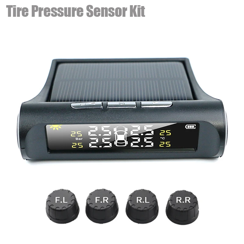 TPMS Tire Pressure Monitoring System Solar Power USB Automotive Security Alarm Wireless Tyre Sensor Smart Car Safety Alarm